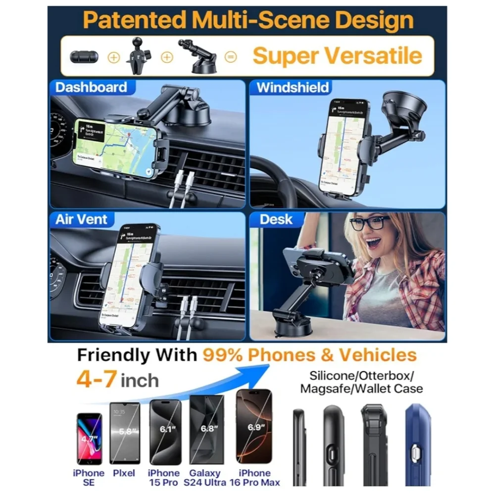 NEW - YRU Black Car Phone Mount